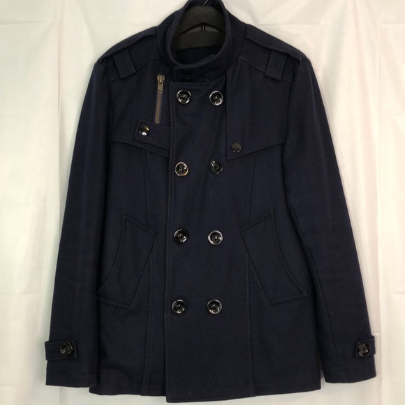 W[dvblju] Men Wool Blended Navy Peacoat     Size Small - Picture 3 of 13